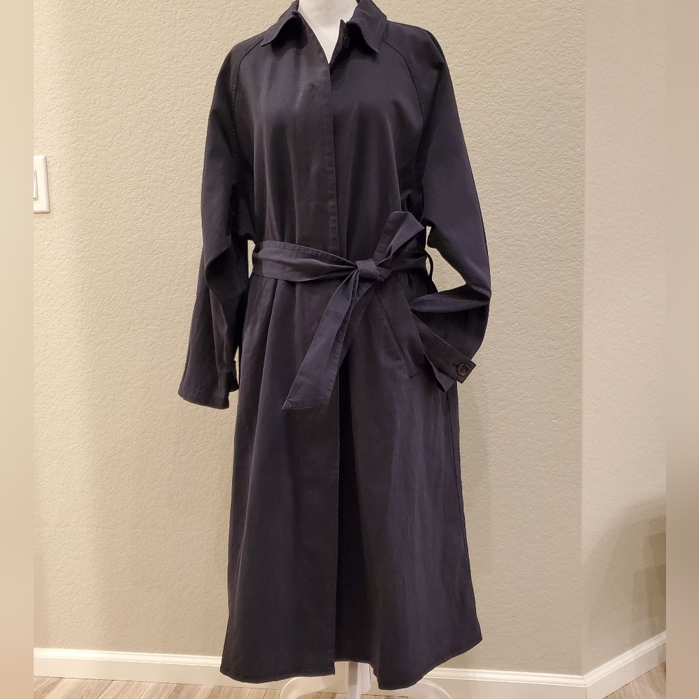 Michael Stars A-Line Trench Jacket, Brushed Cotton/Linen,Navy, Small NWT